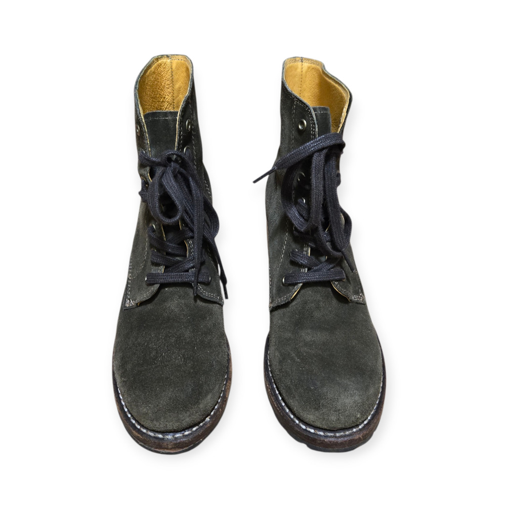 Frye Sabrina 6G Lace Up Olive Green Fatigue Suede Ankle Booties Size 8 - Picture 2 of 8